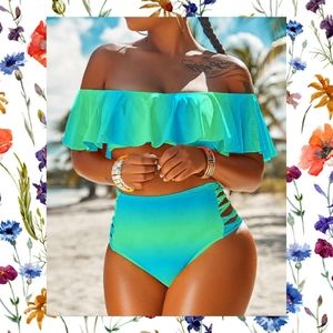 Lace-up Ruffle Bikini Set